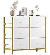 BOLUO White Dresser for Bedroom 6 Drawer Small Dresser Organizers Fabric Storage Chest Tower Wide...