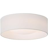CALOKES 13" White Fabric Flush Mount Ceiling Light, 24W 3000K LED Closed to Ceiling Light Fixture...