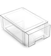 BINO Stackable Storage Drawer, THE CRATE COLLECTION, Clear Storage Bins with Drawers for Pantry S...