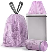 VOK 13 Gallon Trash Bags with Lavender Print &amp; Drawstring, Tear-Resistant Tall Kitchen Garbage Ba...