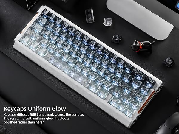 Clear Jelly Keycaps, Translucent Keycaps Set Gradient Grey Keycaps 120 Keys Custom Keycaps