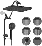 Hibbent 10-mode Handheld Spray, Dual Showerhead Combo with High Pressure Rainfall Shower Head, Black