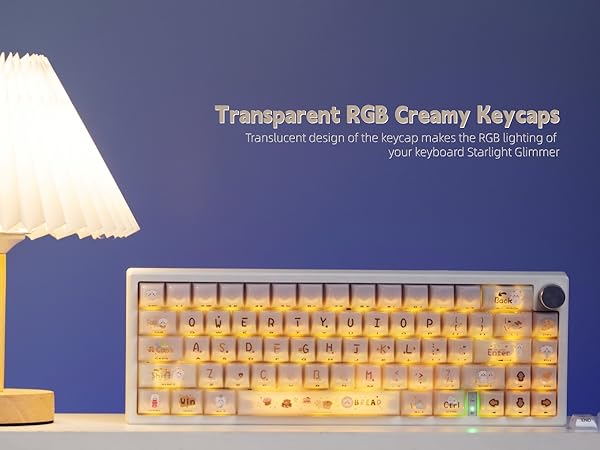 Keyboard Keycaps Jelly, White Ceramic Keycaps Style, Cake Sheep Key cap