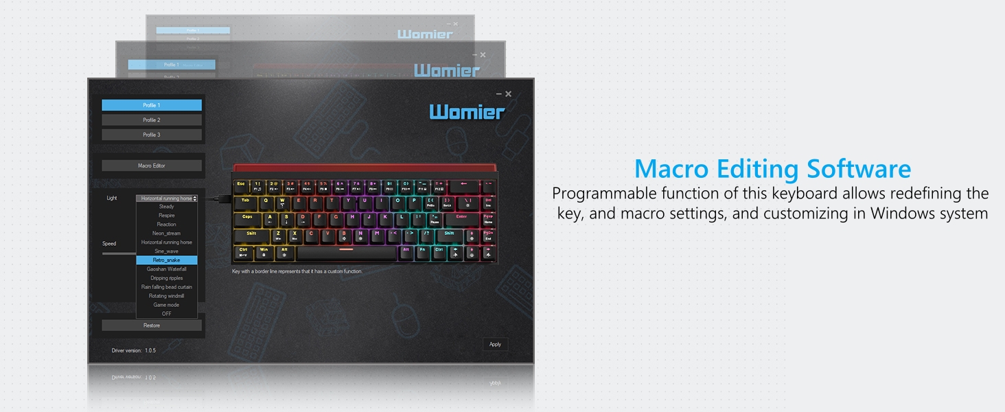 60% Gaming Keyboard with Light Box, Wired RGB Backlit Mechanical Keyboard with MCA Keycaps