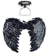 Jackcell Angel Wings and Halo Headband For Kids Costumes, Feather Dress up Fancy Cosplay Party Fo...