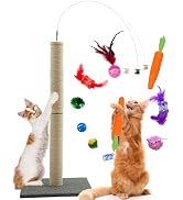 Fashion's Talk 34" Cat Scratching Post with Interactive Cat Toys Bundle, Sisal Tall Cat Scratchin...