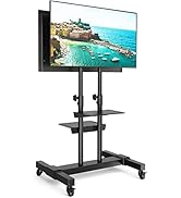 Rfiver Dual Monitors Mobile TV Cart with Tilt Mount for 37-80 Inch Flat Screen/Curved TVs, 2-Shel...