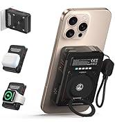 for Magsafe Battery Pack 10000mAh,5-in-1 Magnetic Power Bank Built in AC Plug,Magnetic Wireless P...