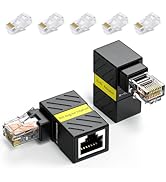 Minidodoca 2 Pack Cat6 Ethernet Extenders 360° Rotation, Cat5 Cat6 Extension Adapter 90 Degree Ri...