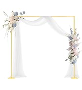 VEVOR Arch Backdrop Stand, 8 x 8 ft, Stable Structure, Easy Assembly, Square Gold Metal Arch Back...