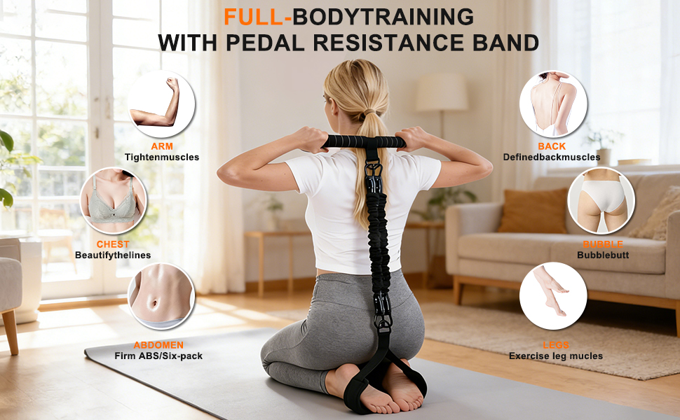 Durable tube pedal resistance band with handle