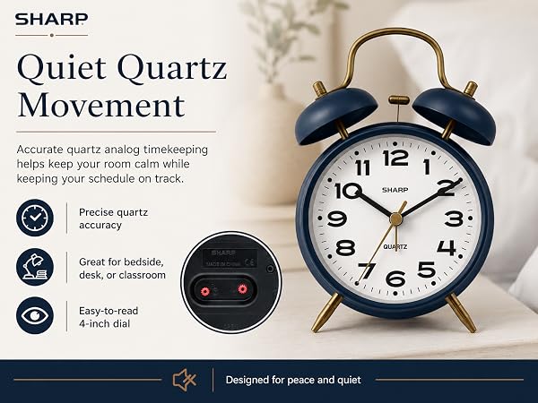 loud alarm clock for bedroom retro style vintage mid century modern battery powered simple easy 