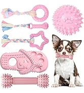 TENGZHI 6 Pack Dog Toys for Small Dog Pink Soft Rubber Puppy Toys for Teething Funny Slippers Bal...