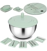 Unokit Stainless Steel Salad Spinner - Large Salad Spinner with Non-Slip Base and 5 Blade Slicers...