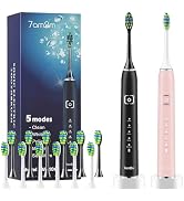 7AM2M Sonic Electric Toothbrush with 12 Brush Heads for Adults&amp;Kids, 2 Pack | One Charge for 120 ...