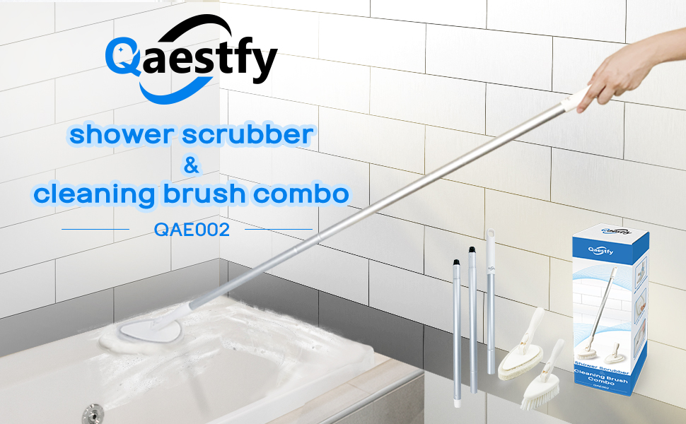 Qaestfy shower scrubber cleaning brush combo for bathtub tub scrubber brush cleaning Model QAE002