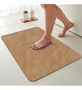 Bathroom Mat Quick Dry, Bathroom Rugs Non Slip Washable Thin Absorbent Bath Mat Fits Under Door B...