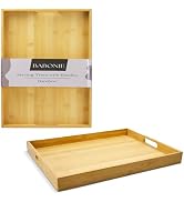Large Bamboo Serving Trays with Handles - Portable Rectangular Serving Trays for Eating, Serving,...