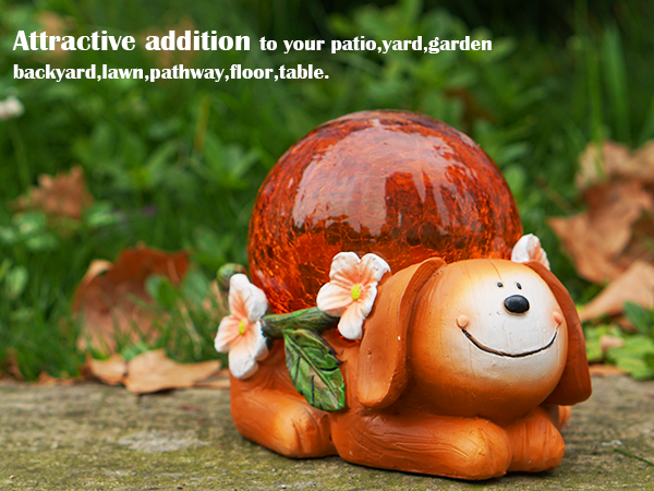 Garden Puppy Statues Outdoor Decor, Solar Lights Outdoor Statue