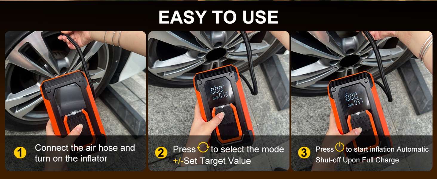 Cordless Tire Inflator Portable Air Compressor