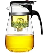 PARACITY Glass Teapot 34 OZ, Brewing Time Controlled with One Button Press to Filter the Tea Soup...
