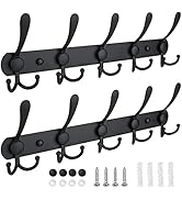 TICONN Wall Mounted Coat Rack, Five Heavy Duty Tri Hooks All Metal Construction for Jacket Coat H...