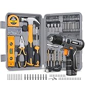 Hi-Spec 8V Cordless Drill Set &amp; Home Tool Kit – USB Rechargeable Electric Power Drill Driver, Com...