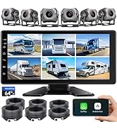 6-Channel 1080P Dash Cam Backup Camera System with 10.33 Inch Touch Screen Parking Monitor, Back ...