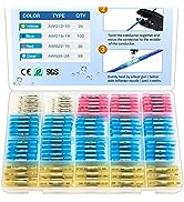230 Pcs Heat Shrink Butt Connectors, Marine Grade Waterproof Wire Connectors Kit, Tinned Copper T...