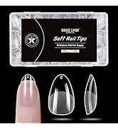 MIRAGE LAYON Short Almond Nail Tips, 495 PCS Pre-shape Full Cover Nail Extension Acrylic Nail Tip...