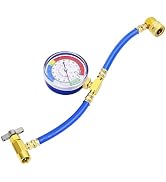 FAVORCOOL Refrigerator Freon Recharge Kit, R134A AC Refrigerant Charge Hose Set with Pressure Gau...