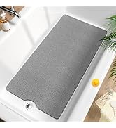HITSLAM Non Slip Bathtub Mat 40 x 20 Inch, Extra Long Bath Mat for Tub, Soft PVC Loofah Shower Fl...