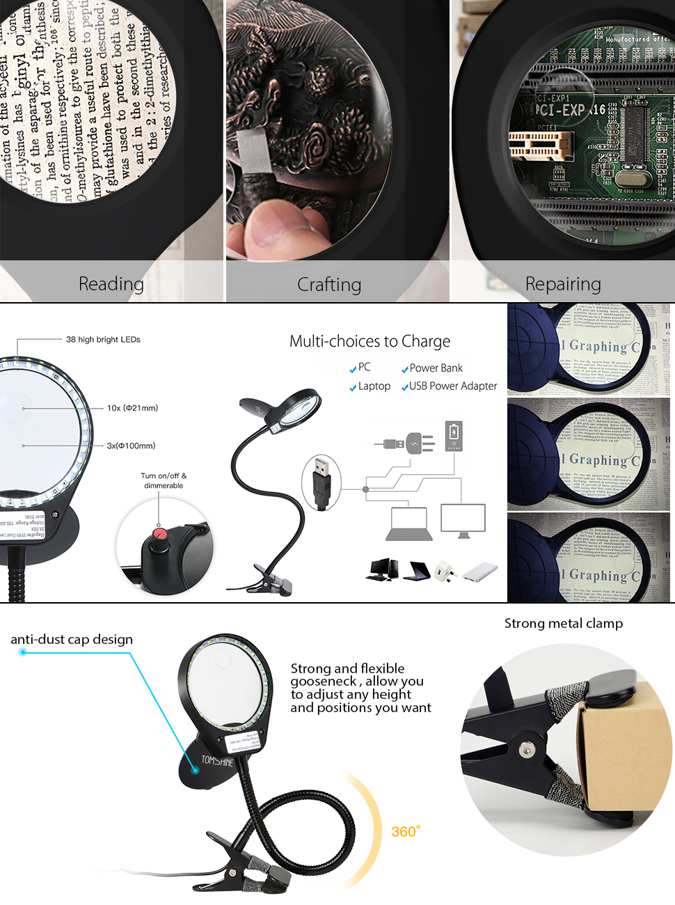 magnifying lamp hands free