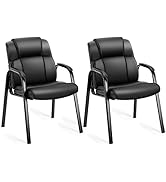 OLIXIS Waiting Room Chairs Set of 2, Leather Office Desk Reception Guest Stationary Side Chair wi...