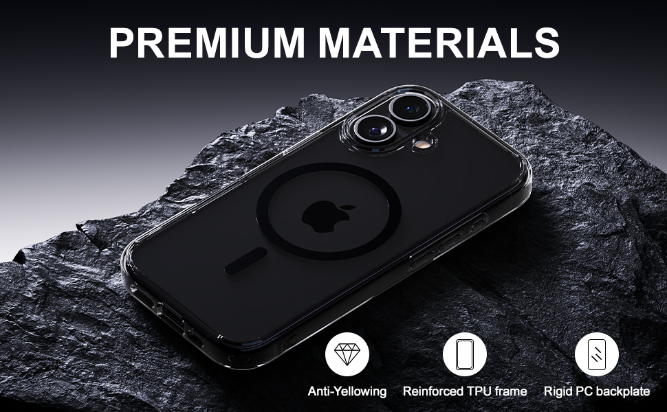 PREMIUM MATERIALS Anti-Yellowing Reinforced TPU frame Rigid PC back plate