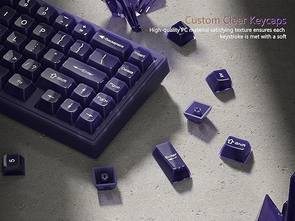 Womier Keyboard Keycaps Jelly, Purple Cute Keycaps, Transparent Clear Custom Key Cap