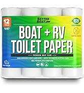 Boat and RV Toilet Paper, Septic Safe Quick Dissolving Tissue, 12 Single Rolls, Biodegradable 2-P...