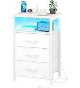 Yoobure Night Stand with Charging Station, 16 Colors LED Nightstand with USB Ports and Outlets, E...