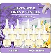 Plug in Air Freshener Refills – 12 Pack (7.92 Fl Oz), 3 Scents: Lavender, Linen &amp; Vanilla – Compa...