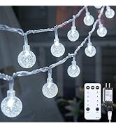 Crystal Globe String Lights Plug in - 33 ft 100 LED Globe Fairy String Lights with Remote and Tim...