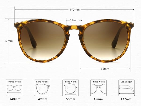 Product size information: 55mm width lens