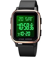 findtime LED Digital Watch Mens Womens Black Rectangle Square Face Big Numbers Dial Unisex Watche...