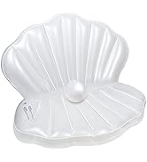 Zcaukya Inflatable Seashell Pool Float, 45.2 Inch Giant Clam Air-Filled Toys with Pearl Ball for ...