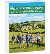 LOKUNN 30 Sheets Photo Paper Glossy, 8.5x11 inch Photo Paper, Suitable for Dye Inkjet Printers. C...