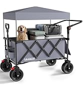 3 in 1 Collapsible Wagon with 300lbs Weight Capacity,150L Heavy Duty Utility Cart with Removable ...