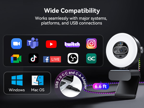 Broad Compatibility EMEET S600L webcam for PC