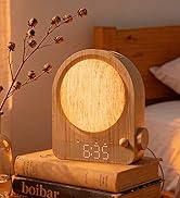 Vivilumens Gradual Sunrise Alarm Clock &amp; White Noise Sound Machine for Better Sleep - Wood Grain ...