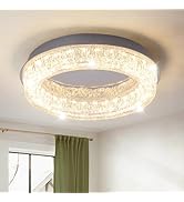 Qcyuui Flush Mount Ceiling Light 12.2in Modern LED Ceiling Light Round LED Light Fixture with Acr...