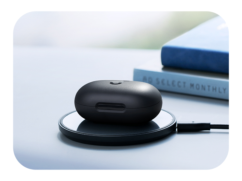 charging case supports wireless charging or charging via a USB-C cable for extra convenience.