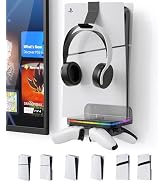 PS5 Wall Mount for All PS5 Models with RGB Light, PS5 Shelf Compatible with All PlayStation 5 Mod...